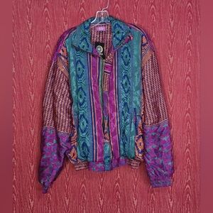 LUNA WILD Long Sleeve Full Zip Colorful Patterned Women's Jacket Sz M